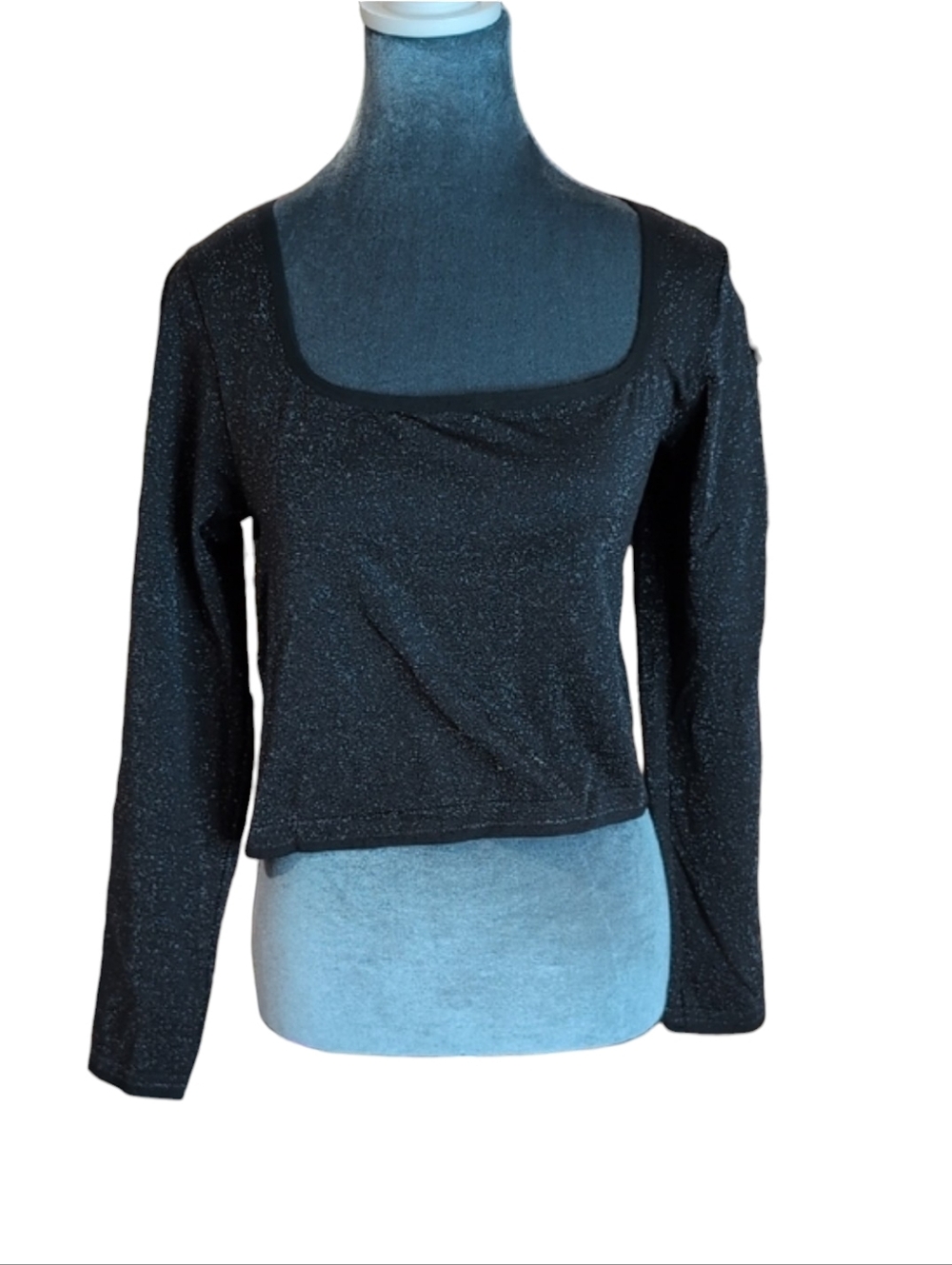 All in Motion Black Sparkly Seamless Long Sleeve Cropped Top Size XL